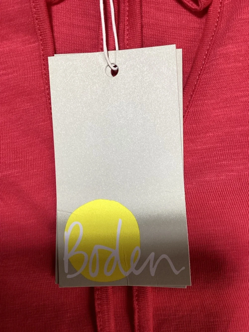 Boden Ayla Jersey Coral Tie-Neck Top with Scalloped Eyelet Trim - Picture 9 of 13